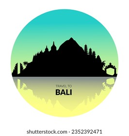 Bali, Indonesia silhouette view on a sticker 