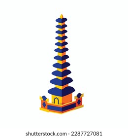 bali de indonesia simple punto de referencia plano vector