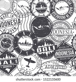 Bali Indonesia Stamps. City Stamp Vector Art. Postal Passport Travel. Design Set Pattern.