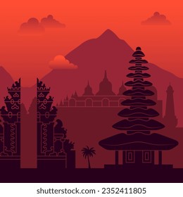 Bali, Indonesia sunset view background.