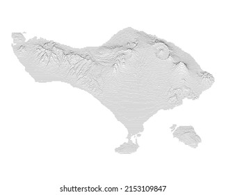 Bali Island 3D Topography Map, Vector Contour.