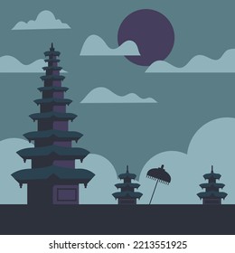 Bali island background flat illustration