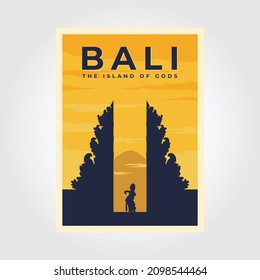 bali the island of Gods, province indonesian vintage poster culture illustration design, travel poster design