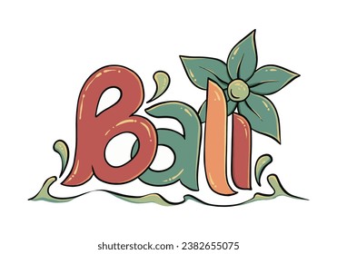 Bali Island Logo with Plumeria Flower illustration concept. Vector EPS10