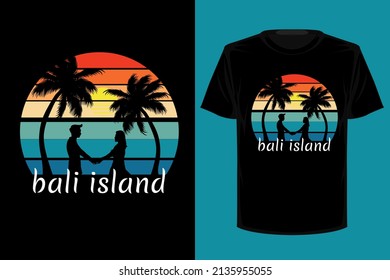 Bali island retro vintage t shirt design