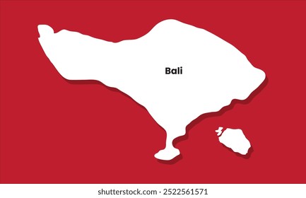 Mapa da silhueta da ilha de Bali com fundo vermelho