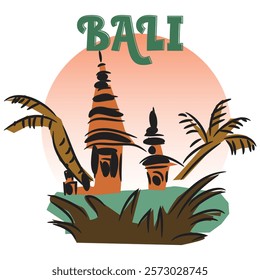 Bali Island Tourism Destination Sign Vector