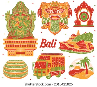 bali landmark in flat design style