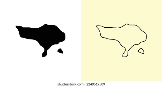 Bali map, Indonesia, Asia. Filled and outline map designs. Vector illustration