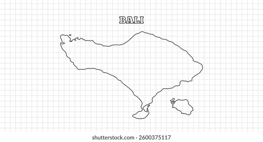 Bali map travel with outline simple drawing version Illustration