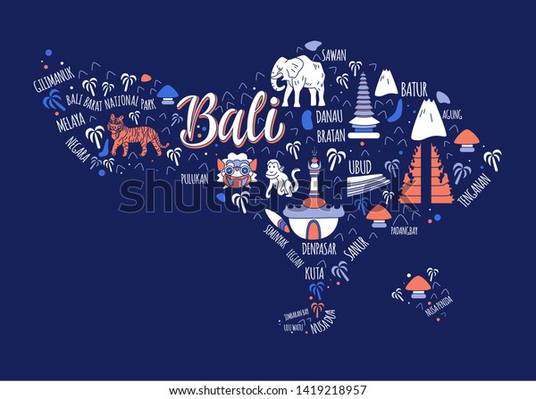 Bali Map Vector Abstract Atlas Poster Stock Vector (Royalty Free ...