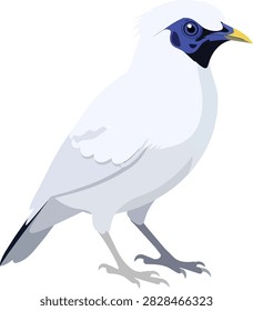 Bali Myna Bird Vector Illustration Isolated White Background