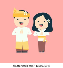 Bali People Couple design in flat design