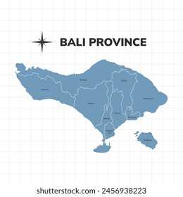 Bali Province map illustration. Map of province in Indonesia