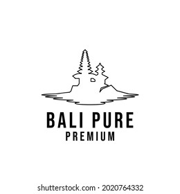 Bali pure temple religion line design icon