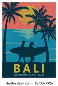 Bali see you on the next wave vintage retro poster template