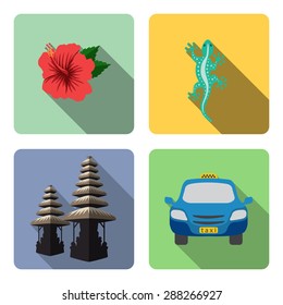 Bali. Set of flat icons.
