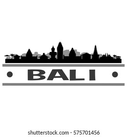 Bali Skyline Silhouette City Stamp Design City Vector