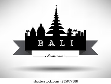 Bali Skyline with Typography Design