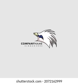 Logo del vector de la cabeza de las aves con estrellas de Bali
