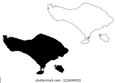 Bali (Subdivisions of Indonesia, Provinces of Indonesia) map vector illustration, scribble sketch Bali (Lesser Sunda Islands) map