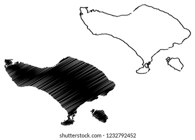 Bali (Subdivisions of Indonesia, Provinces of Indonesia) map vector illustration, scribble sketch Bali (Lesser Sunda Islands) map