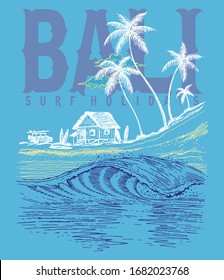 Bali Surf Holiday Vector Design 