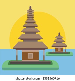 Bali temple landmark illustration vector