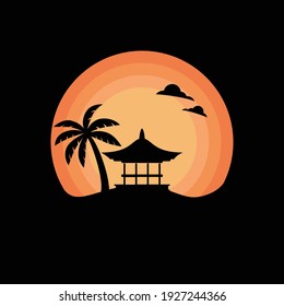 bali temple sunset black silhouette
