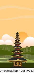 Bali Tempel Tapete Hintergrund flache Illustration