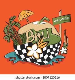 Bali Travel Logo. Illustration of Bali  Arts & Culture  concept.z