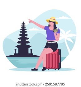 Bali travel tourism concept illustration. Illustration for websites, landing pages, mobile apps, posters and banners. Trendy flat vector illustration