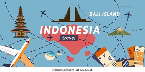 Bali travel and tourism map background