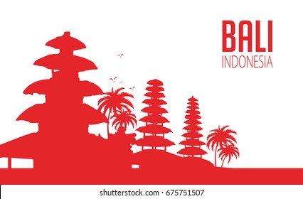 Bali typo and beautiful scenery trademark and landmark - Indonesia