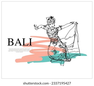 Bali of water color drawing. Bali holiday greeting Galungan. Bali postcard