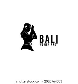 bali women hindu praying line logo icon design modern