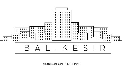 Balikesir city outline icon. Elements of Turkey cities illustration icons. Signs, symbols can be used for web, logo, mobile app, UI, UX on sky background
