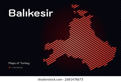 Mapa de la provincia de Balikesir con Vector de patrón de línea diagonal roja