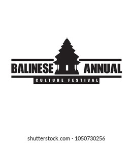 Balinese annual culture festival logo with silhouette of balinese temple or a gate. Suitable for logo event, promotional element, marketing material, campaign, etc