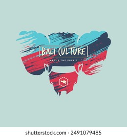 Balinese barong design with watercolor splashes vector illustration