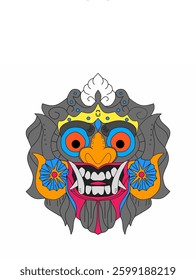 Balinese barong head image with simple appearance