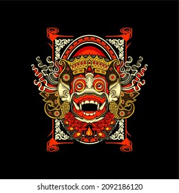 balinese barong illustration with awesome background