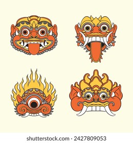 Balinés Barong Máscara Vector Arte