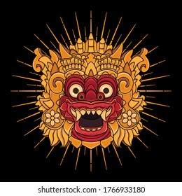 balinese barong mask vector, vector EPS 10