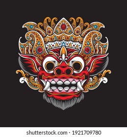 ilustración vectorial de máscara de barong balinesa