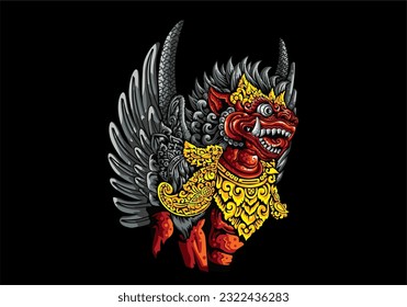 balinese barong mask vector illustration