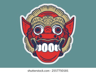 Balinese Barong Traditional Mask Vector Illustration