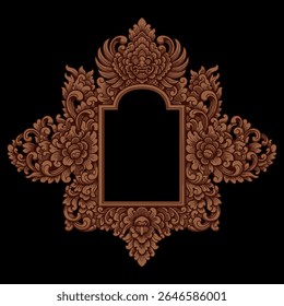 Balinese Carving Floral Ornaments frame vector