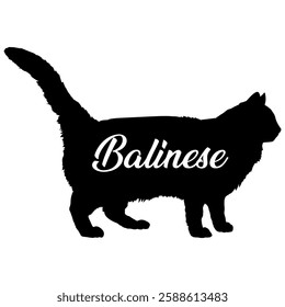 Balinese. cat silhouette, cat, cat breeds, logo, vector, silhouette,  animal, illustration, icon, sign, design, black, symbol, pet, love
