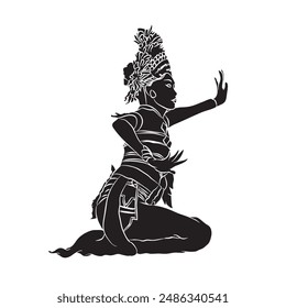 Balinese dancer sketch silhouette illustration